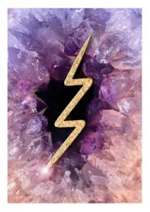 quartz background with gold lighting bolt symbol