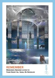 collage image of horses on a beach with a giant gate in the center