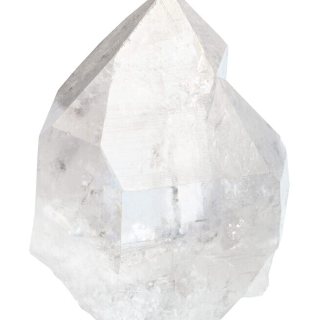 clear rock crystal isolated on white macro shooting of natural mineral stone - clear rock crystal isolated on white background from Ural mountains, Russia