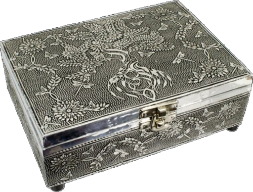 ornate silver medaled box